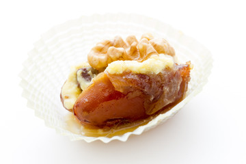 Dates with mascarpone cheese and walnuts