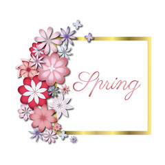 Wedding or birthday invitation spring flower celebration card vector.