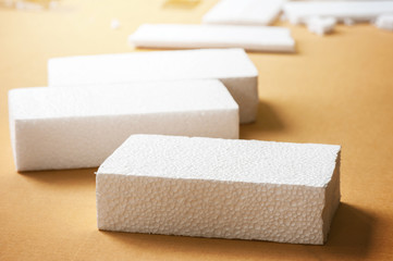 White polystyrene foam, material for packaging or craft applications