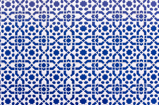 Moroccan tiles with traditional arabic patterns, ceramic tiles patterns as background texture