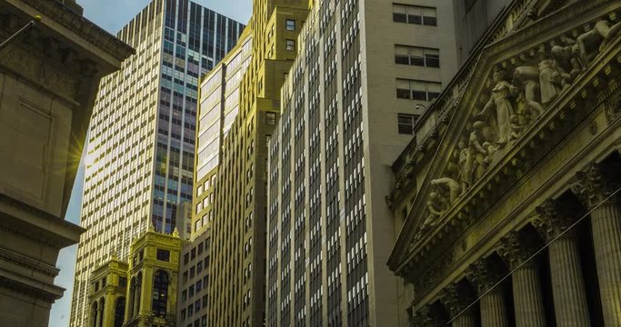 New York City,USA - November 2014: Timelapse of Wall street