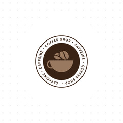 Coffee logo template. Caffeine logotype. Vintage vector coffee logo and label. Retro vintage insignia. Retro coffee badge. Vector illustration