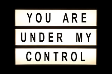 You are under my control hanging light box