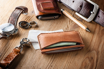 vegetable tanned leather wallet