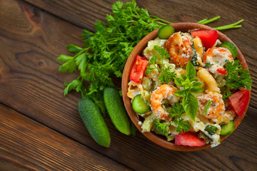  delicious gigli t with shrimps and basil on  plate
