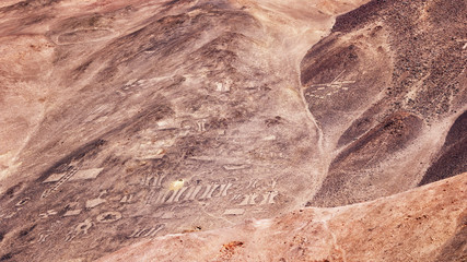Geoglyphs Pintados Cerros, near the town of Pica, in the commune of Pozo Almonte, Chile