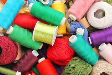 Many colorful threads, closeup