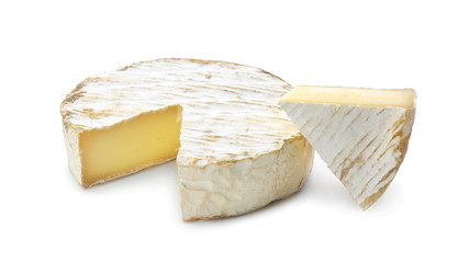 Delicious cheese on white background
