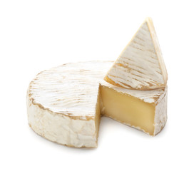 Delicious cheese on white background