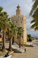 Fototapeta na wymiar The Gold Tower (La Torre del Oro) Sevilla, Spain