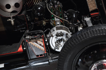Fototapeta premium Engine, generator and battery of vintage car