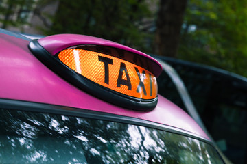 Illuminated taxi label mounted in cab roof