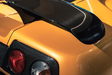 Car aerodynamics carbon spoiler and rear lights