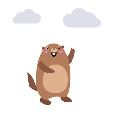 Illustration of groundhog showing cloud and no shadow. Flat