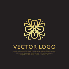 Vector Icon Style Logo Sign Set of  Alternative Medicine, Vitamin Therapy, Anti-Aging, Wellness, Ayurveda, Chinese Medicine, Holistic centre Pattern Mandala, Gold