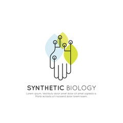 Vector Icon Style Illustration Logo of  Data, Nano Bio Technologies, Chemistry, Synthetic Biology and Science Human Hand and Leaf, Isolated Element for Web and Mobile