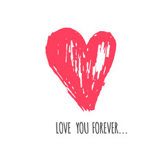 Lovely Valentines day gift card with heart and lettering love.