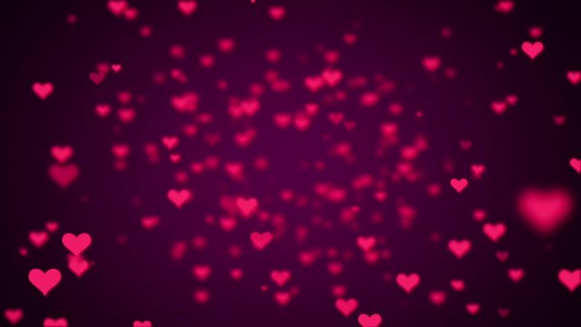 Valentines Day Hearts Flying. Background Looped video.