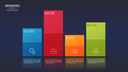 Obraz premium Easy editable vector 4 options infographic design, bar chart, presentation template.