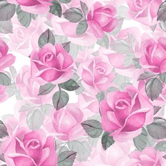 Floral seamless pattern. Watercolor background with red flowers