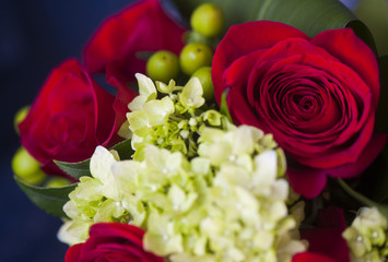 red roses are shown during a party