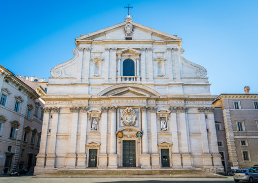 Sunny morning at the Church of the Ges&ugrave; in Rome, Italy.