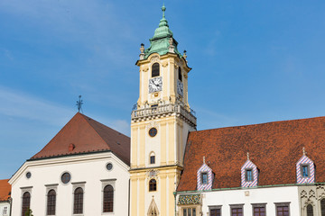 Fototapeta na wymiar Old Town Hall on Main square in Bratislava, Slovakia.