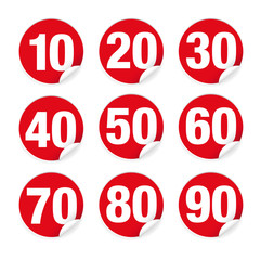 Number set sticker red