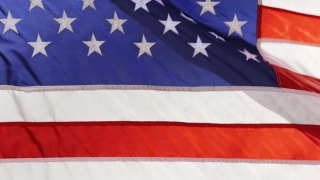 American flag background waving sideways in high wind
