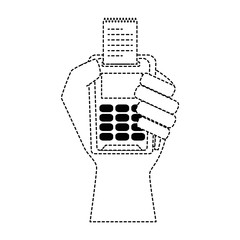 hand with voucher machine isolated icon