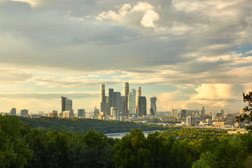 Fototapeta na wymiar Cityscape of Moscow with skyscrapers