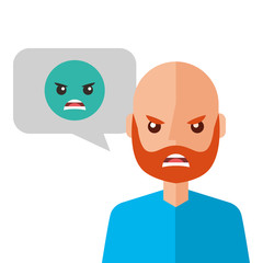 angry young man with emoticon avatar character