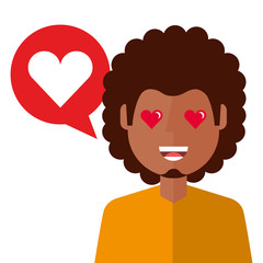 lovely young man with heart avatar character vector illustration design