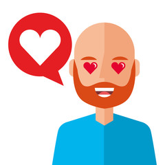 lovely young man with heart avatar character vector illustration design