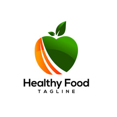 healthy food logo template 