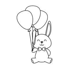 cute little rabbit with balloons air