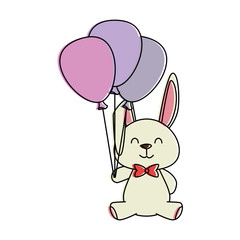 cute little rabbit with balloons air