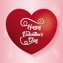 happy valentines day lettering card with hearts 