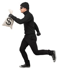 Portrait of a Thief Running with Money Bag