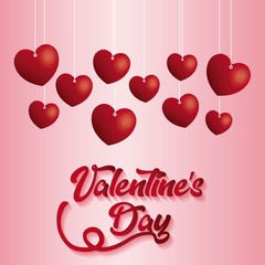 Happy Valentines Day typography on hearts decorated background 