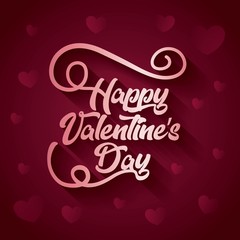 Happy Valentines Day typography on hearts decorated background 