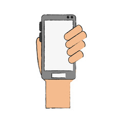 Hand with smartphone icon vector illustration graphic design