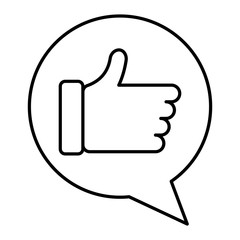 speech bubble with hand like vector illustration design