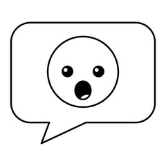 speech bubble with surprised emoji vector illustration design