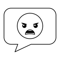 speech bubble with angry emoji vector illustration design