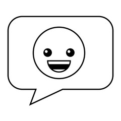 speech bubble with happy emoji vector illustration design