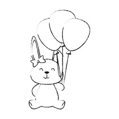 cute little rabbit with balloons air