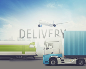 Delivery and transportation of goods, world wide cargo transport concept. 3d illustration