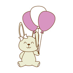 cute little rabbit with balloons air