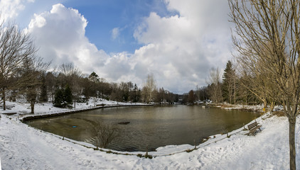 Ataturk Arboretumu Bahcekoy Sariyer istanbul, the wonder of nature , spring colors , a paradise corner in istanbul Panaromic Photo